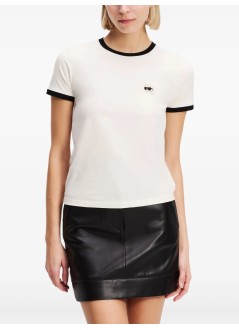 karl lagerfeld top womanikon patch slim t shirt - a3w17078 b09
