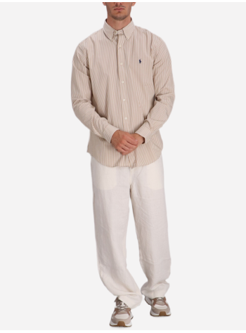 polo ralph lauren camiseria hombre cubdppcs-long sleeve-sport shirt - 710929346020 6779i coastal beige white 2