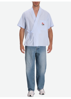 kenzo shirt mankenzo archive bouquet kimono short sleeve shirt - ff65ch1319li 62a