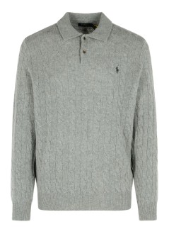 polo ralph lauren knitwear manlscableplkpp-long sleevepullover - 710974165002 fawn grey heather