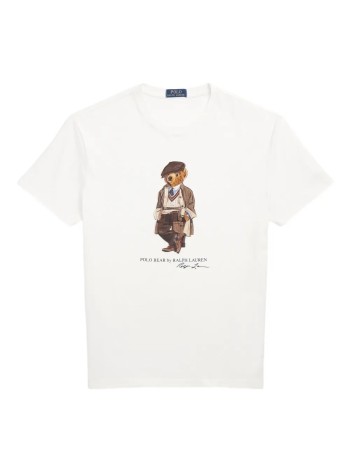 polo ralph lauren t-shirt manssteecmslm1-short sleeve-t-shirt - 710p00085001 fa25 deckwash white hrtg bear
