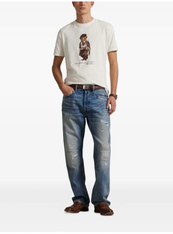 polo ralph lauren t-shirt manssteecmslm1-short sleeve-t-shirt - 710p00085001 fa25 deckwash white hrtg bear 2