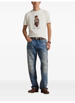 polo ralph lauren camiseta hombre ssteecmslm1-short sleeve-t-shirt - 710p00085001 fa25 deckwash white hrtg bear