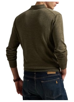 polo ralph lauren knitwear manlsplktpp-long sleeve-pullover - 710941104005 cargo olive heather