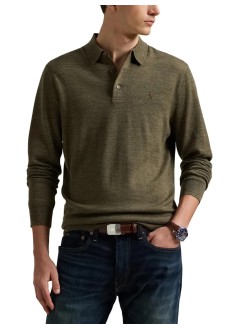 polo ralph lauren knitwear manlsplktpp-long sleeve-pullover - 710941104005 cargo olive heather