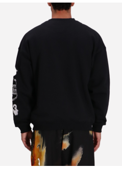 y3 sweater many-3 graphic crew sweat - jx4749 black