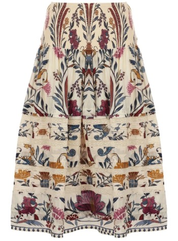 farm rio dress womanromantic lightness cream midi - 328657 25073