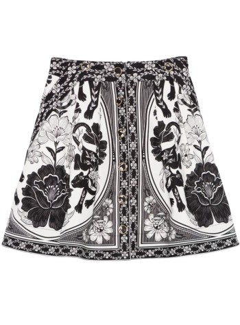 farm rio skirt womanflower leopards off white - 329130 25044