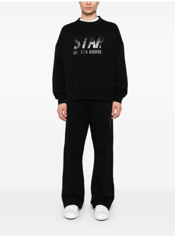 golden goose sweater womanstar unisex boxy crewneck sweatshirt cotton fleece with sol - gup01992p001803 90100 2
