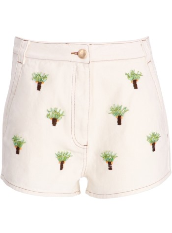 farm rio pantalon corto mujer embroidered coconut off white tree shorts - 346953 l0025