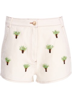 farm rio short pant womanembroidered coconut off white tree shorts - 346953 l0025