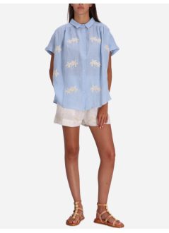 benaras by citrus camiseria mujer thread palm top - be 24839 lt blue