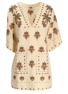 farm rio dress womancoconut tree tapestry tunic mini dress - 336598 l0029
