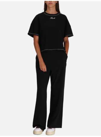 karl lagerfeld top womancontrast stitch t shirt - a3w17019 999 2