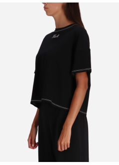 karl lagerfeld top mujer contrast stitch t shirt - a3w17019 999