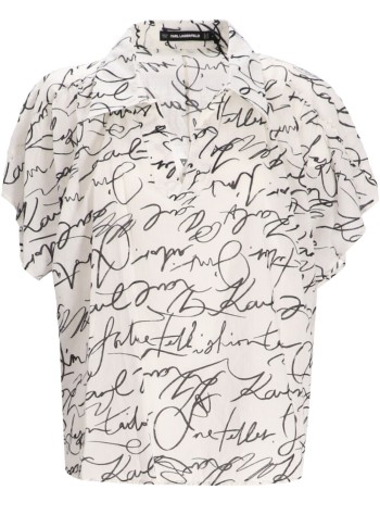 karl lagerfeld t-shirt womancotton voile blouse - a3w11039 2cp