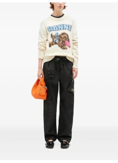 ganni punto mujer graphic wool mix fluffy puppy love crewneck - k2562 135