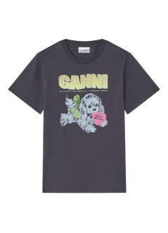 ganni top mujer basic cotton jersey neon puppy  t shirt - t4333 252