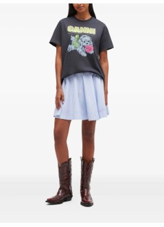ganni top mujer basic cotton jersey neon puppy  t shirt - t4333 252