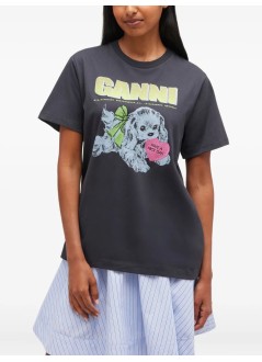 ganni top mujer basic cotton jersey neon puppy  t shirt - t4333 252