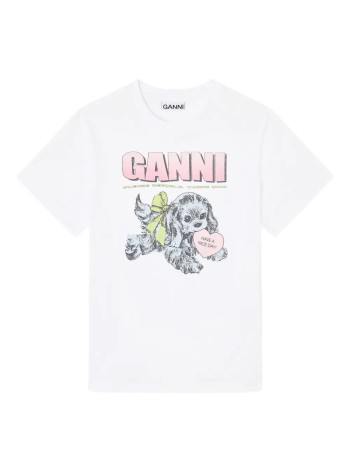 ganni top womanbasic cotton jersey neon puppy  t shirt - t4334 151
