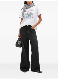 ganni top mujer basic cotton jersey neon puppy  t shirt - t4334 151
