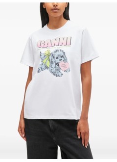 ganni top mujer basic cotton jersey neon puppy  t shirt - t4334 151