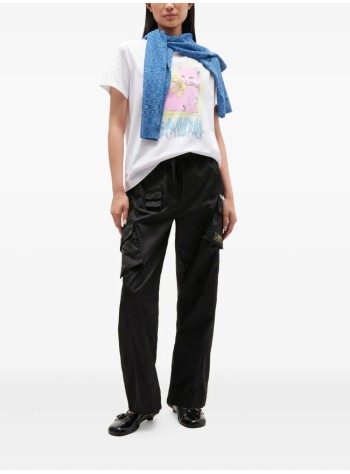 ganni top womanbasic cotton jersey neon kitty t shirt - t4339 151 2