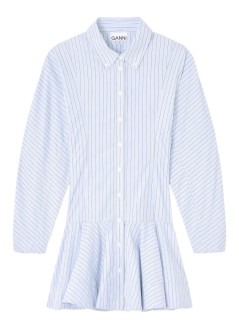 ganni dress womanstripe cotton buttoned mini dress - w1101 01m