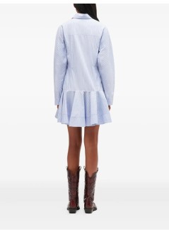 ganni dress womanstripe cotton buttoned mini dress - w1101 01m