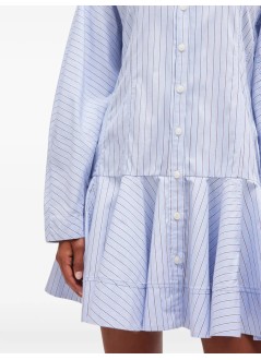 ganni dress womanstripe cotton buttoned mini dress - w1101 01m