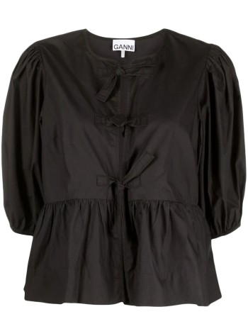 ganni blusa mujer cotton poplin peplum blouse - f7364 099