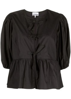 ganni blusa mujer cotton poplin peplum blouse - f7364 099