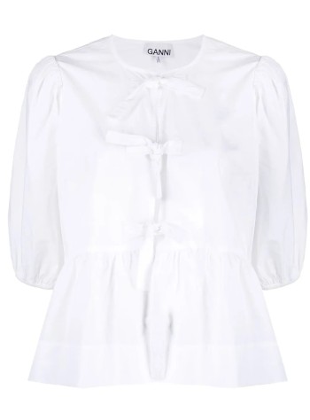 ganni blusa mujer cotton poplin peplum blouse - f7364 151