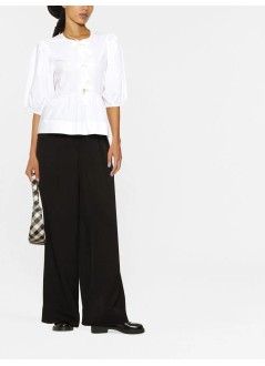 ganni t-shirt womancotton poplin peplum blouse - f7364 151