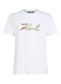karl lagerfeld top womansignature sequins t shirt - a4w17052 100