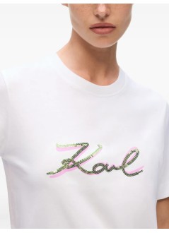 karl lagerfeld top womansignature sequins t shirt - a4w17052 100
