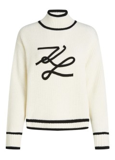 karl lagerfeld knitwear womansoutache autograph knit - a4w18051 100