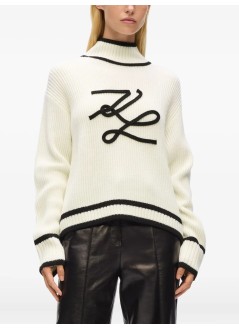 karl lagerfeld knitwear womansoutache autograph knit - a4w18051 100