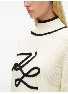 karl lagerfeld knitwear womansoutache autograph knit - a4w18051 100