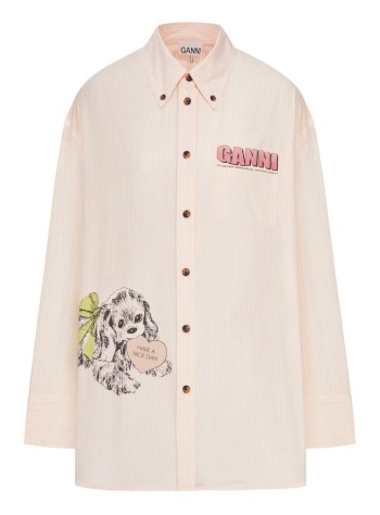 ganni shirt womanstripe cotton oversized shirt - w0898 973