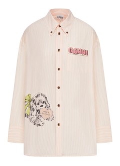 ganni camiseria mujer stripe cotton oversized shirt - w0898 973