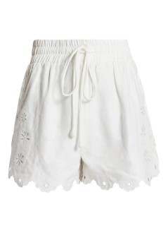 farm rio pantalon corto mujer off white flowers richelieu shorts - 336580 l0025