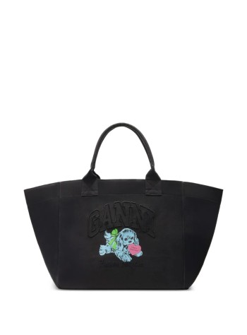 ganni handbag womanshopper xxl pocket dog print - a7083 252