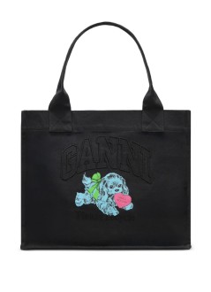 ganni handbag mujer large easy shopper pocket dog print - a7158 252