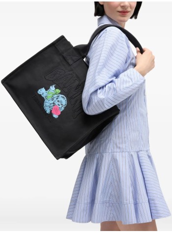 ganni handbag womanlarge easy shopper pocket dog print - a7158 252 2