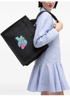 ganni handbag mujer large easy shopper pocket dog print - a7158 252