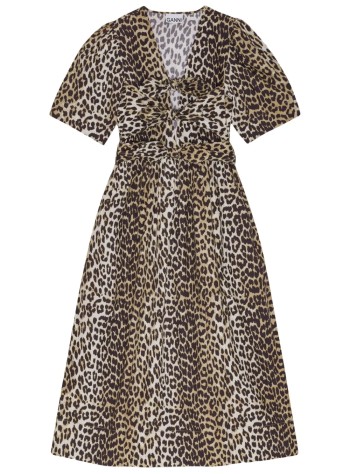 ganni vestido mujer printed cotton tie strap midi dress - w0373 943