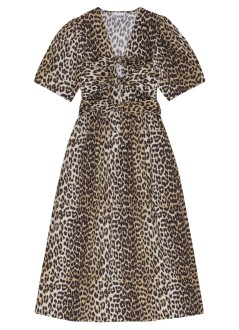 ganni dress womanprinted cotton tie strap midi dress - w0373 943