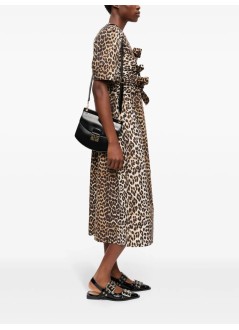 ganni dress womanprinted cotton tie strap midi dress - w0373 943
